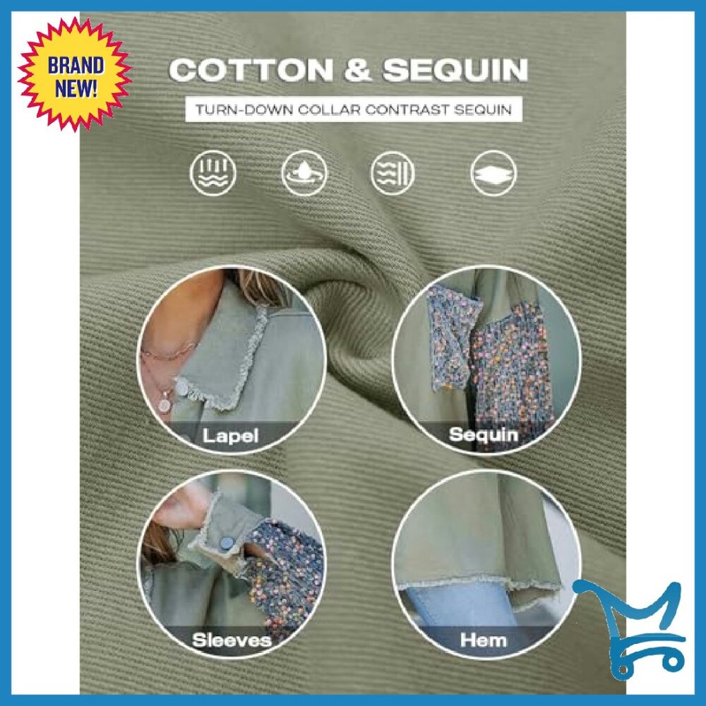 Oversized Denim Shacket with Sequin Patchwork Lon… - image 7